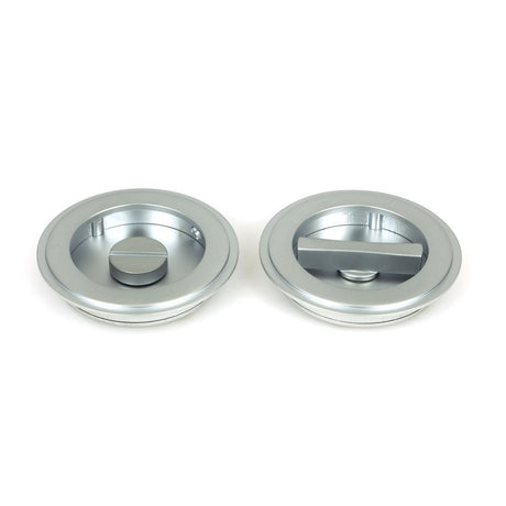 From The Anvil - Satin Chrome 75mm Art Deco Round Pull - Privacy Set | Sku. 50649 | Trade Door Handles.
