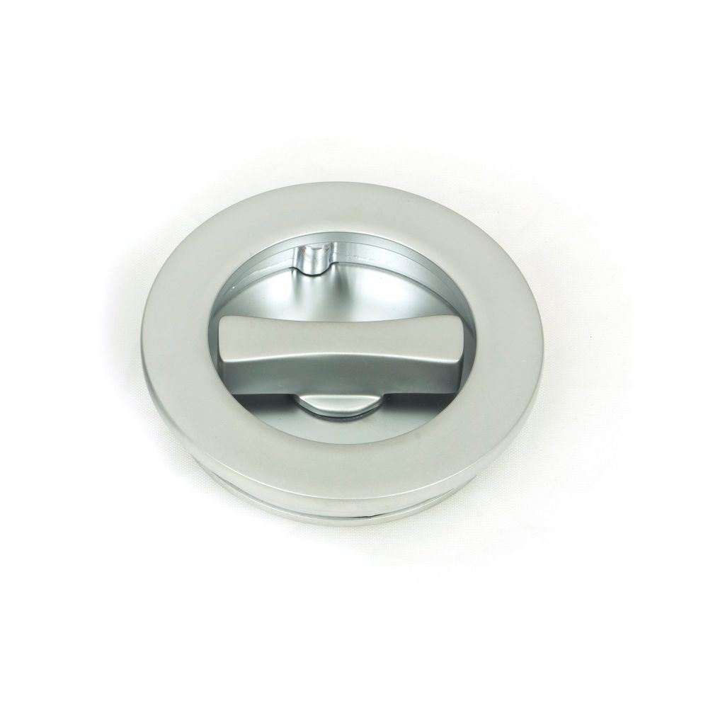 From The Anvil - Satin Chrome 60mm Plain Round Pull - Privacy Set | Sku. 50650 | Trade Door Handles.