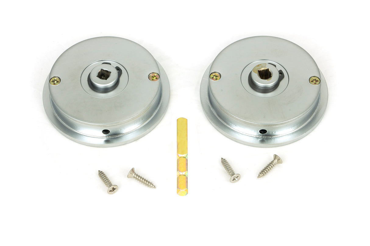 From The Anvil - Satin Chrome 60mm Plain Round Pull - Privacy Set | Sku. 50650 | Trade Door Handles.