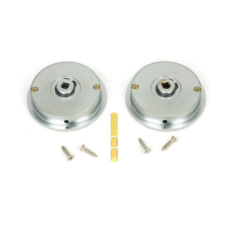From The Anvil - Satin Chrome 60mm Plain Round Pull - Privacy Set | Sku. 50650 | Trade Door Handles.
