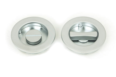 From The Anvil - Satin Chrome 60mm Plain Round Pull - Privacy Set | Sku. 50650 | Trade Door Handles.