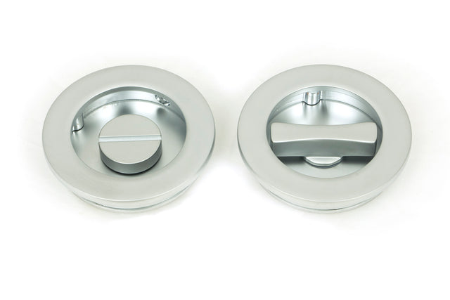 From The Anvil - Satin Chrome 60mm Plain Round Pull - Privacy Set | Sku. 50650 | Trade Door Handles.