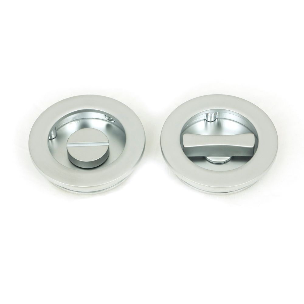 From The Anvil - Satin Chrome 60mm Plain Round Pull - Privacy Set | Sku. 50650 | Trade Door Handles.