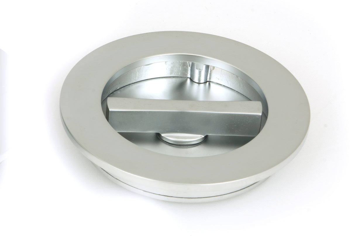 From The Anvil - Satin Chrome 75mm Plain Round Pull - Privacy Set | Sku. 50651 | Trade Door Handles.