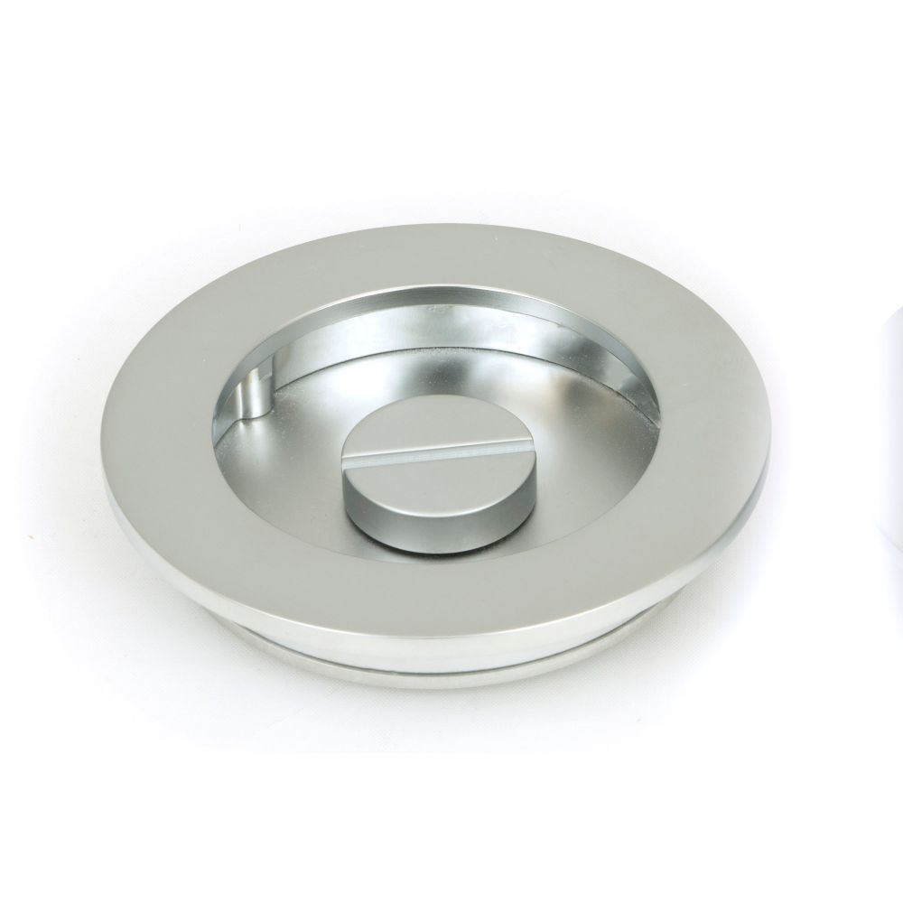 From The Anvil - Satin Chrome 75mm Plain Round Pull - Privacy Set | Sku. 50651 | Trade Door Handles.
