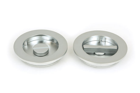 From The Anvil - Satin Chrome 75mm Plain Round Pull - Privacy Set | Sku. 50651 | Trade Door Handles.