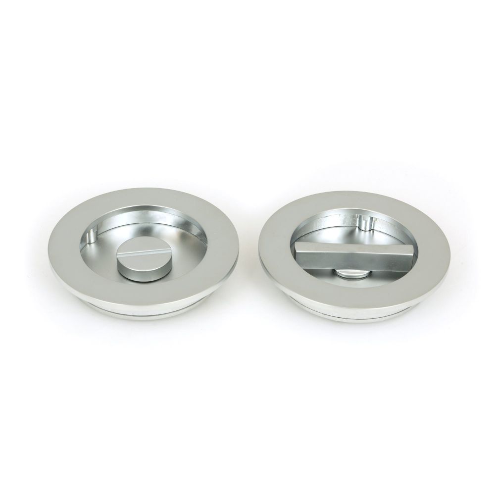 From The Anvil - Satin Chrome 75mm Plain Round Pull - Privacy Set | Sku. 50651 | Trade Door Handles.