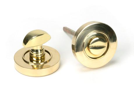 From The Anvil - Polished Brass Round Thumbturn Set (Plain) | Sku. 50750 | Trade Door Handles.