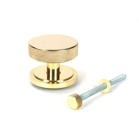 From The Anvil - Polished Brass Brompton Centre Door Knob (Art Deco) | Sku. 50827 | Trade Door Handles.