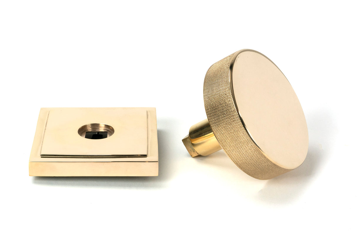 From The Anvil - Polished Brass Brompton Centre Door Knob (Square) | Sku. 50829 | Trade Door Handles.