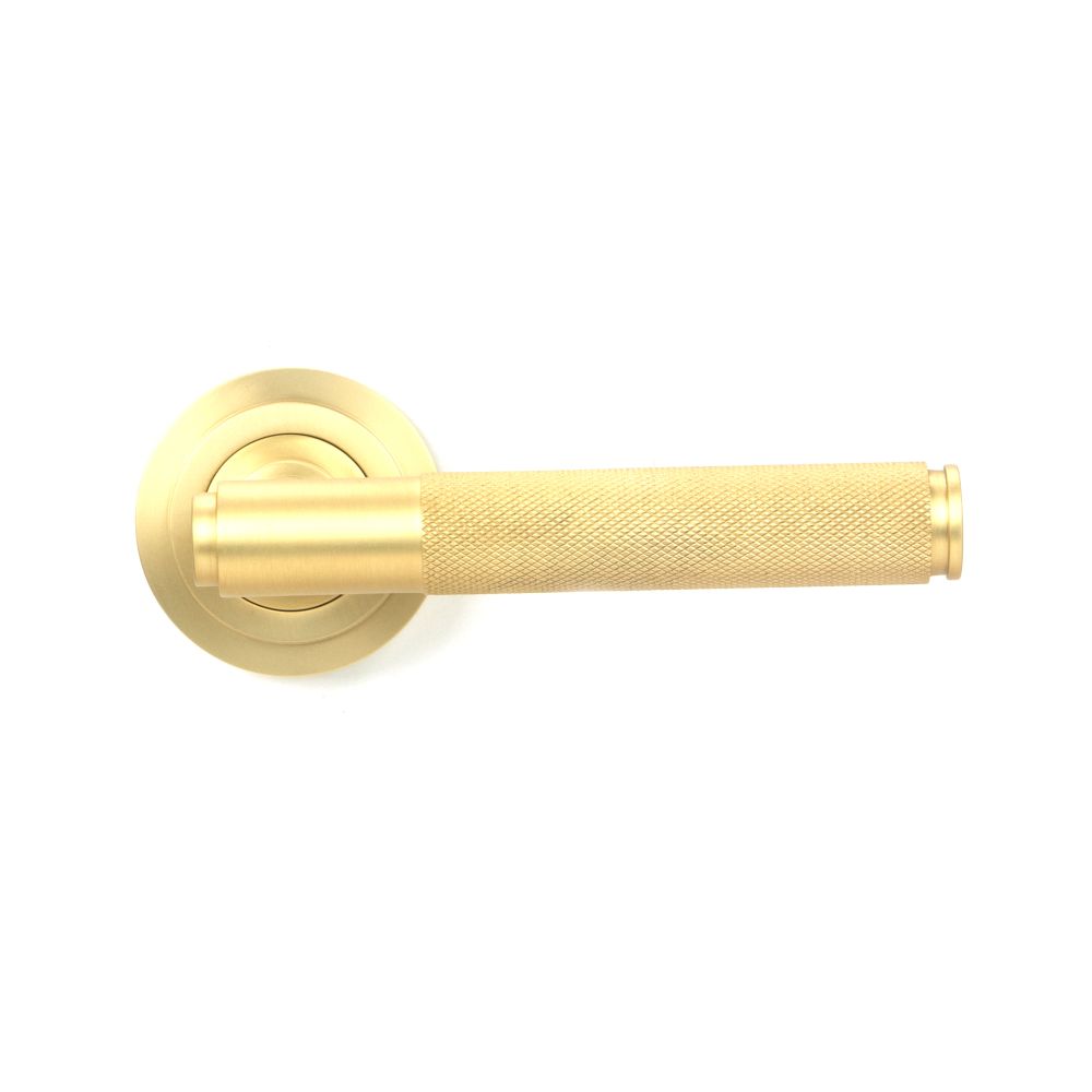 From The Anvil - Satin Brass Brompton Lever on Rose Set (Art Deco) | Sku. 50844 | Trade Door Handles.