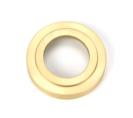 From The Anvil - Satin Brass Brompton Lever on Rose Set (Art Deco) | Sku. 50844 | Trade Door Handles.