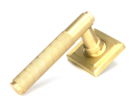 From The Anvil - Satin Brass Brompton Lever on Rose Set (Square) | Sku. 50846 | Trade Door Handles.