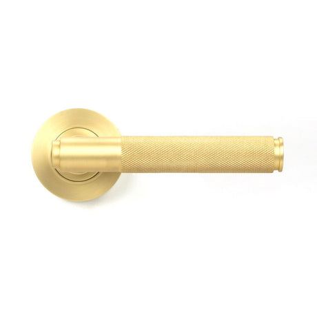 From The Anvil - Satin Brass Brompton Lever on Rose Set (Plain) - Unsprung | Sku. 50847 | Trade Door Handles.