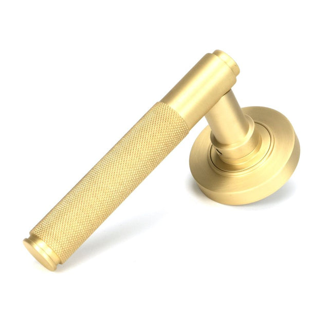 From The Anvil - Satin Brass Brompton Lever on Rose Set (Plain) - Unsprung | Sku. 50847 | Trade Door Handles.