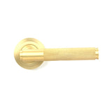 From The Anvil - Satin Brass Brompton Lever on Rose Set (Art Deco) - Unsprung | Sku. 50848 | Trade Door Handles.