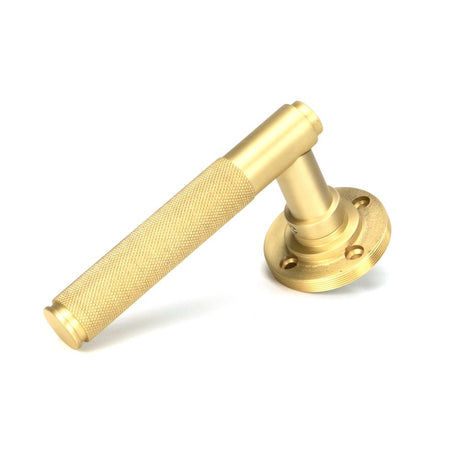 From The Anvil - Satin Brass Brompton Lever on Rose Set (Art Deco) - Unsprung | Sku. 50848 | Trade Door Handles.