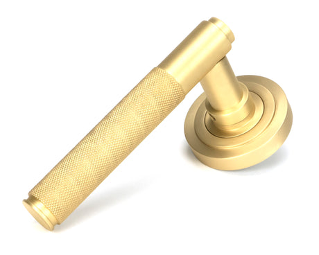 From The Anvil - Satin Brass Brompton Lever on Rose Set (Art Deco) - Unsprung | Sku. 50848 | Trade Door Handles.