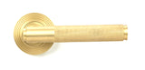 From The Anvil - Satin Brass Brompton Lever on Rose Set (Beehive) - Unsprung | Sku. 50849 | Trade Door Handles.