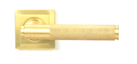 From The Anvil - Satin Brass Brompton Lever on Rose Set (Square) - Unsprung | Sku. 50850 | Trade Door Handles.