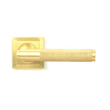 From The Anvil - Satin Brass Brompton Lever on Rose Set (Square) - Unsprung | Sku. 50850 | Trade Door Handles.