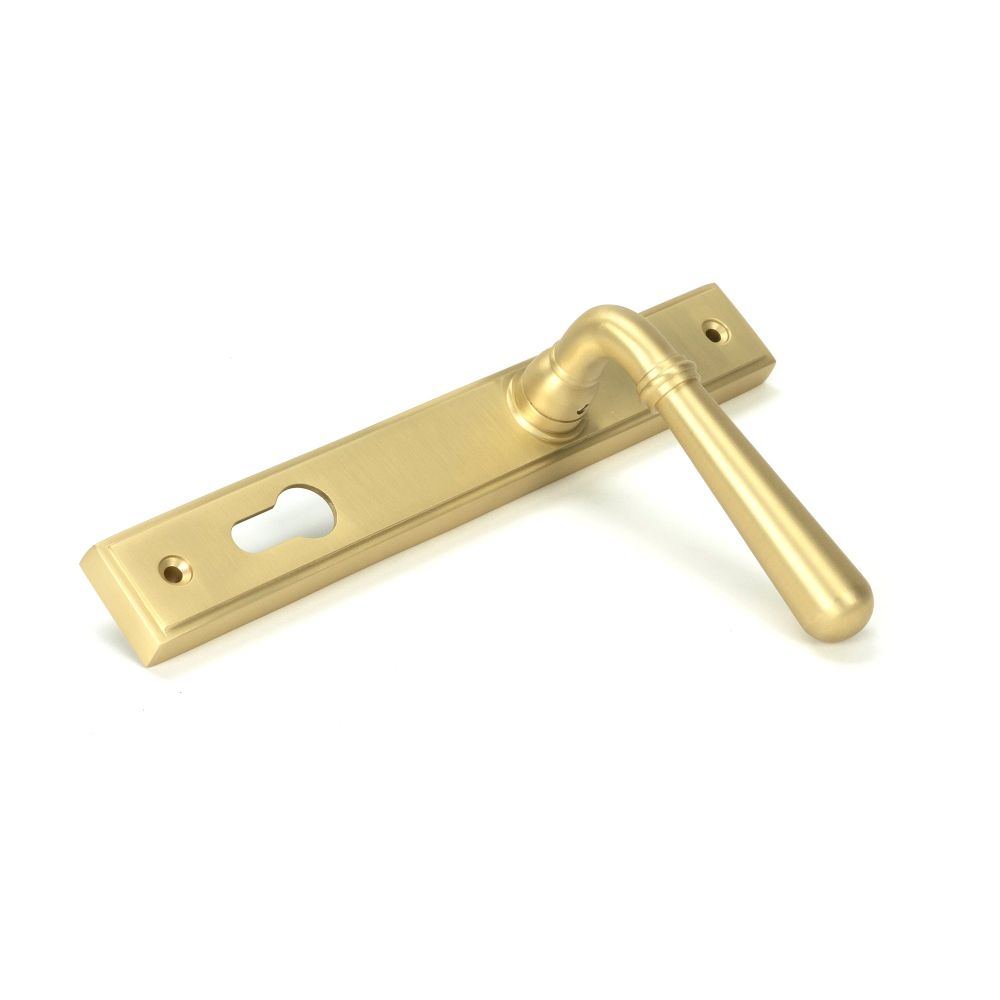From The Anvil - Satin Brass Newbury Slimline Lever Espag. Lock Set | Sku. 50851 | Trade Door Handles.