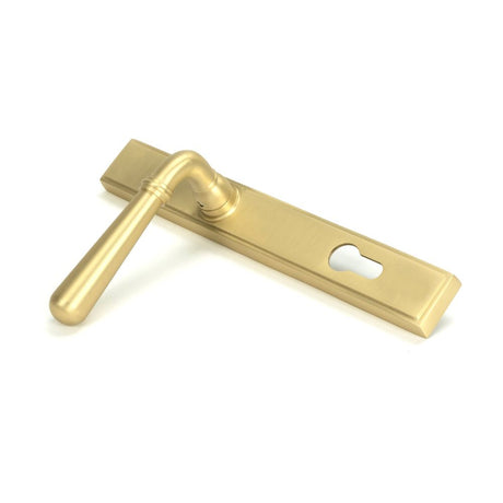 From The Anvil - Satin Brass Newbury Slimline Lever Espag. Lock Set | Sku. 50851 | Trade Door Handles.