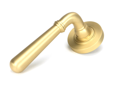 From The Anvil - Satin Brass Newbury Lever on Rose Set (Plain) | Sku. 50853 | Trade Door Handles.