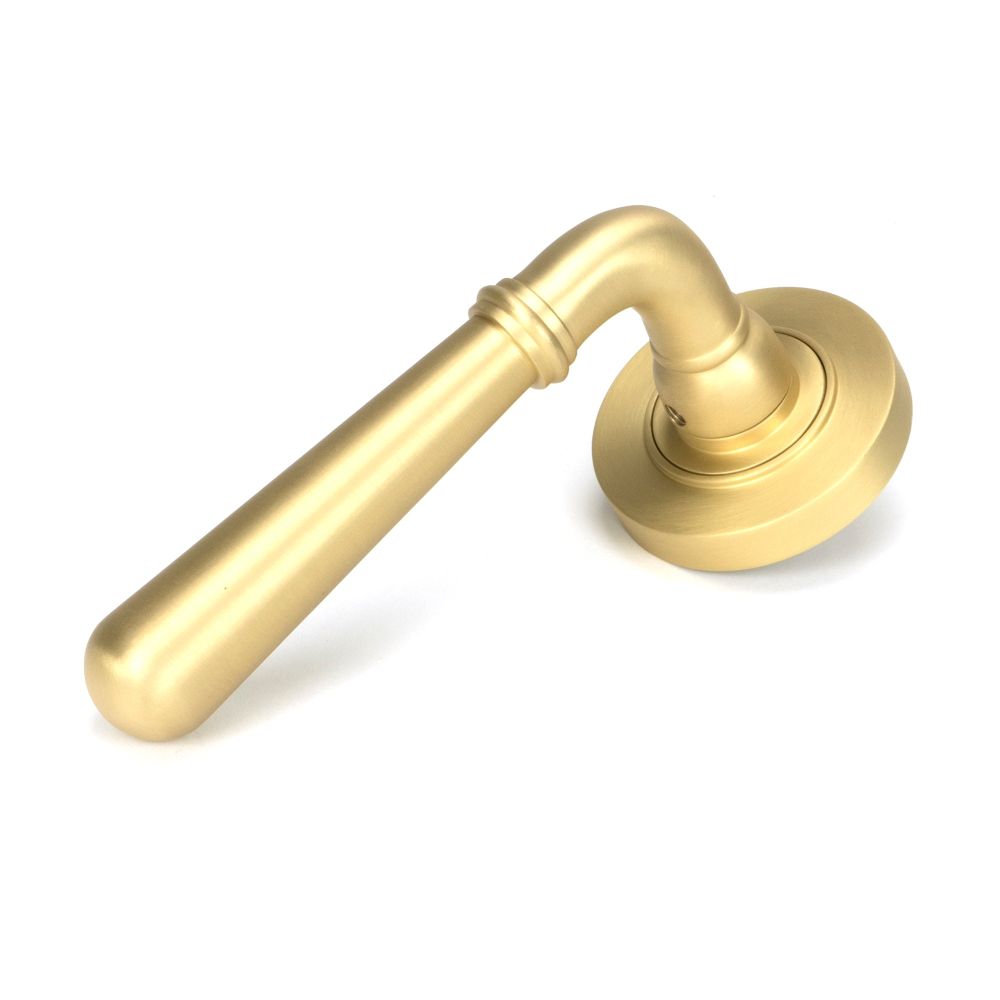 From The Anvil - Satin Brass Newbury Lever on Rose Set (Plain) - Unsprung | Sku. 50857 | Trade Door Handles.