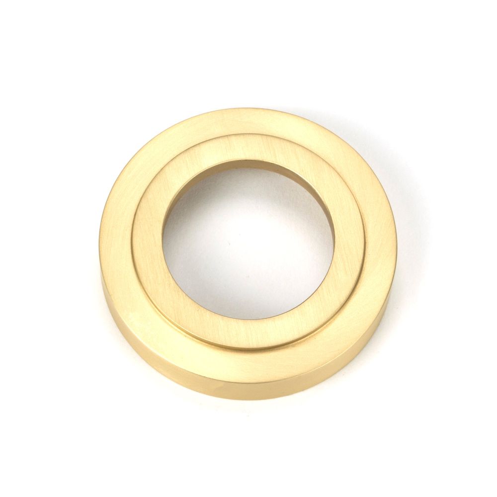 From The Anvil - Satin Brass Newbury Lever on Rose Set (Art Deco) - Unsprung | Sku. 50858 | Trade Door Handles.