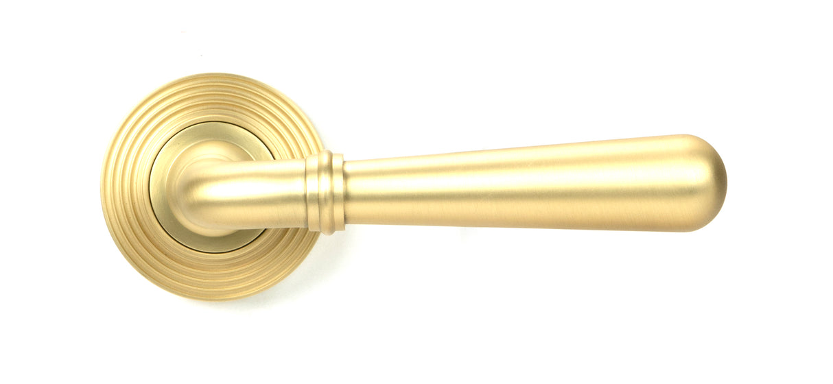 From The Anvil - Satin Brass Newbury Lever on Rose Set (Beehive) - Unsprung | Sku. 50859 | Trade Door Handles.