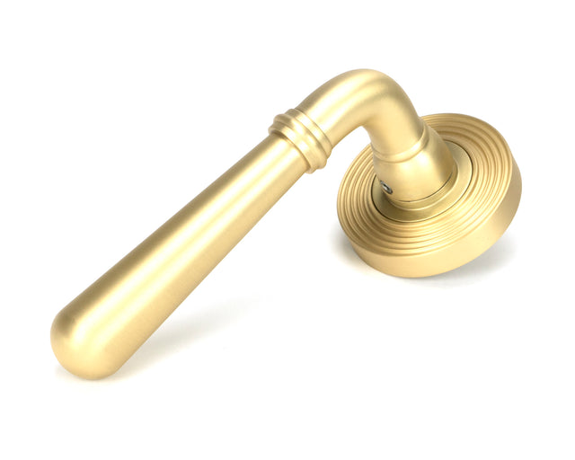 From The Anvil - Satin Brass Newbury Lever on Rose Set (Beehive) - Unsprung | Sku. 50859 | Trade Door Handles.
