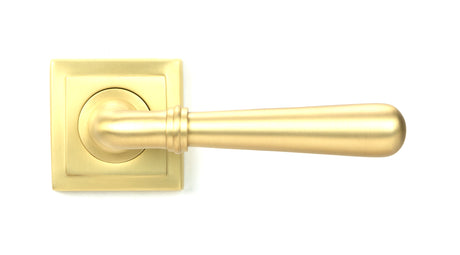 From The Anvil - Satin Brass Newbury Lever on Rose Set (Square) - Unsprung | Sku. 50860 | Trade Door Handles.