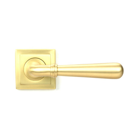 From The Anvil - Satin Brass Newbury Lever on Rose Set (Square) - Unsprung | Sku. 50860 | Trade Door Handles.