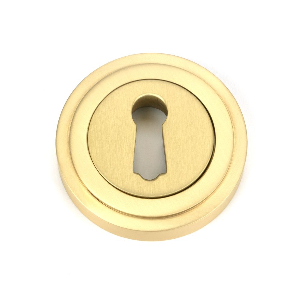 From The Anvil - Satin Brass Round Escutcheon (Art Deco) | Sku. 50873 | Trade Door Handles.