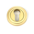 From The Anvil - Satin Brass Round Euro Escutcheon (Art Deco) | Sku. 50877 | Trade Door Handles.