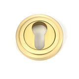 From The Anvil - Satin Brass Round Euro Escutcheon (Art Deco) | Sku. 50877 | Trade Door Handles.
