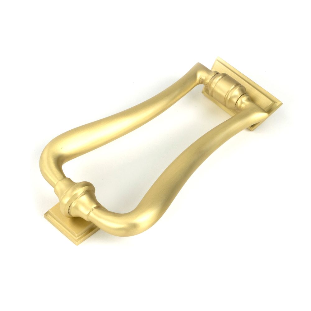 From The Anvil - Satin Brass Slimline Art Deco Door Knocker | Sku. 50886 | Trade Door Handles.