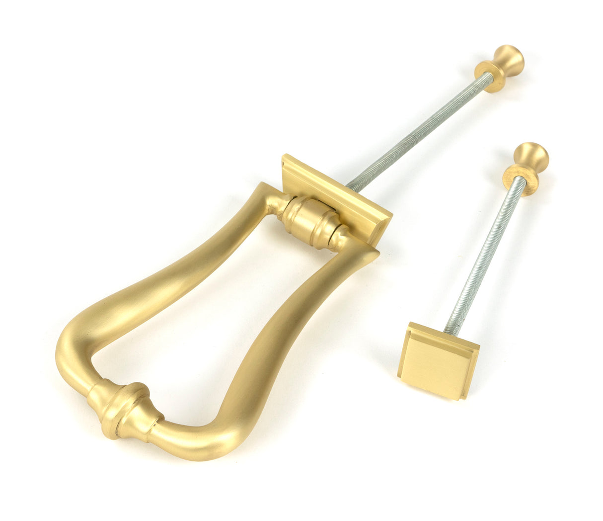 From The Anvil - Satin Brass Slimline Art Deco Door Knocker | Sku. 50886 | Trade Door Handles.
