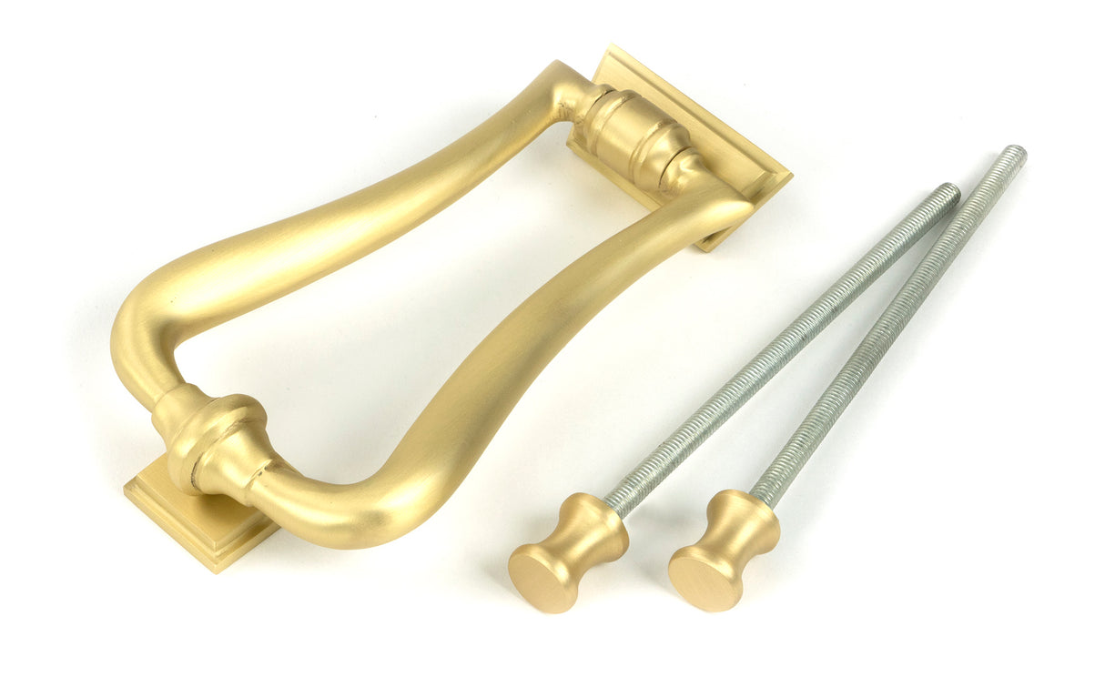 From The Anvil - Satin Brass Slimline Art Deco Door Knocker | Sku. 50886 | Trade Door Handles.