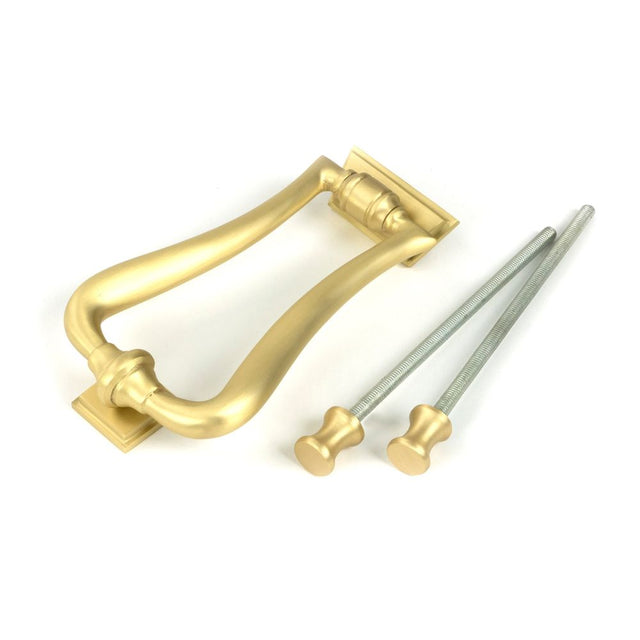 From The Anvil - Satin Brass Slimline Art Deco Door Knocker | Sku. 50886 | Trade Door Handles.