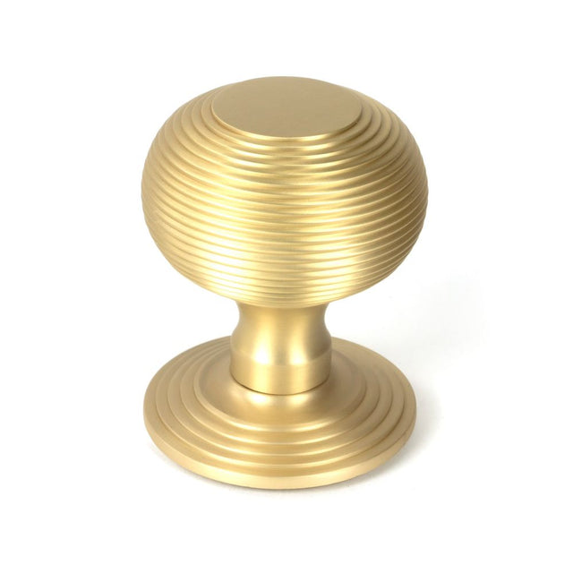 From The Anvil - Satin Brass Beehive Centre Door Knob | Sku. 50887 | Trade Door Handles.