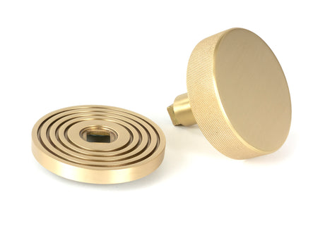 From The Anvil - Satin Brass Brompton Centre Door Knob (Beehive) | Sku. 50895 | Trade Door Handles.