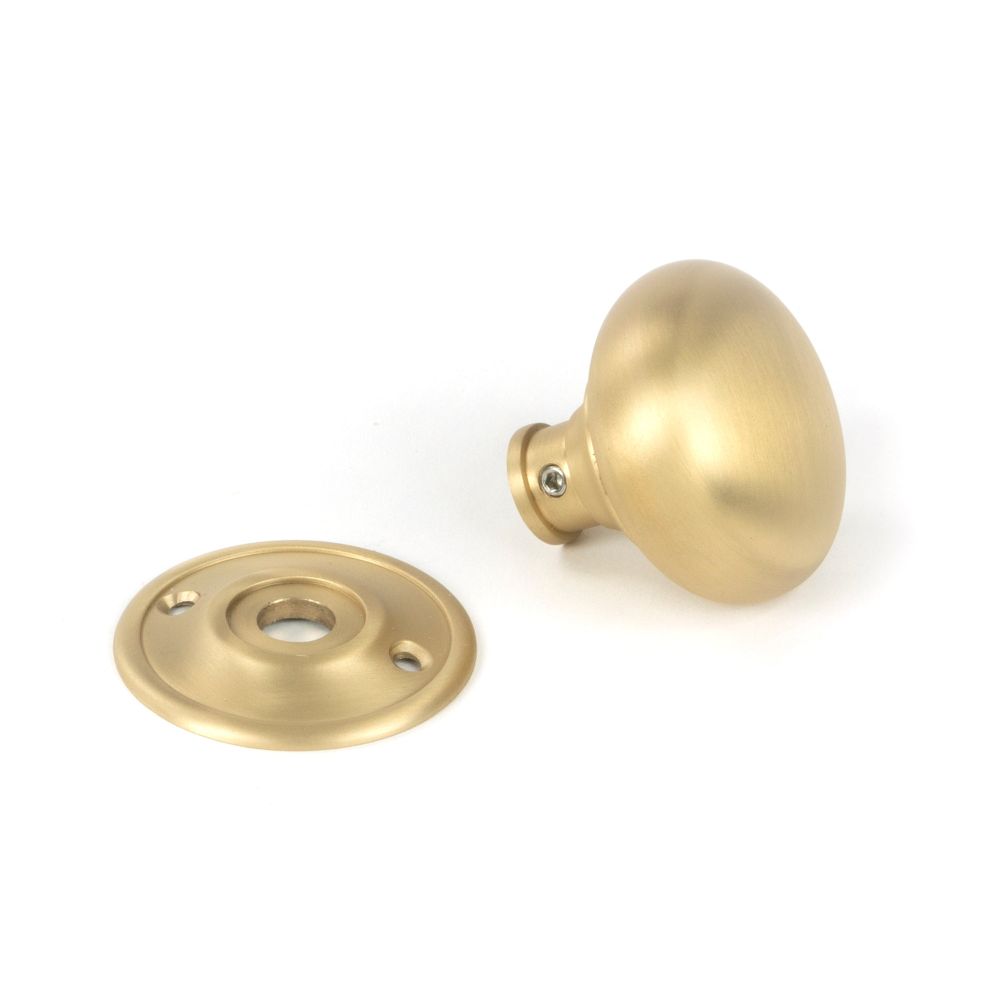 From The Anvil - Satin Brass Mushroom Mortice/Rim Knob Set | Sku. 50901 | Trade Door Handles.