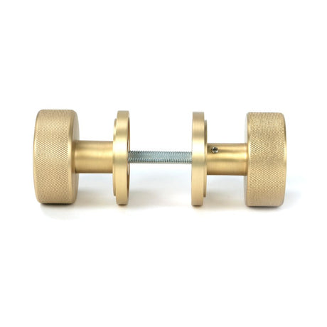 From The Anvil - Satin Brass Brompton Mortice/Rim Knob Set (Art Deco) | Sku. 50909 | Trade Door Handles.