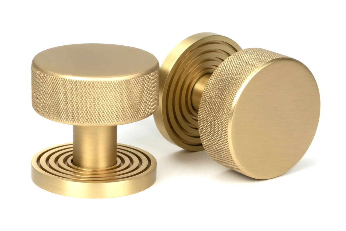 From The Anvil - Satin Brass Brompton Mortice/Rim Knob Set (Beehive) | Sku. 50910 | Trade Door Handles.