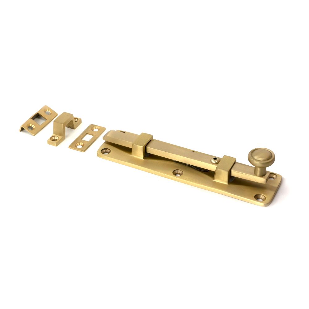 From The Anvil - Satin Brass 6" Universal Bolt | Sku. 50918 | Trade Door Handles.