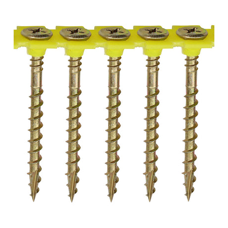 This is an image of Timco - Solo Collated Chipboard & Woodscrews - PH - Double Countersunk - Yellow 4.2 x 50mm - (1000 PCS Box) 50SCOLY