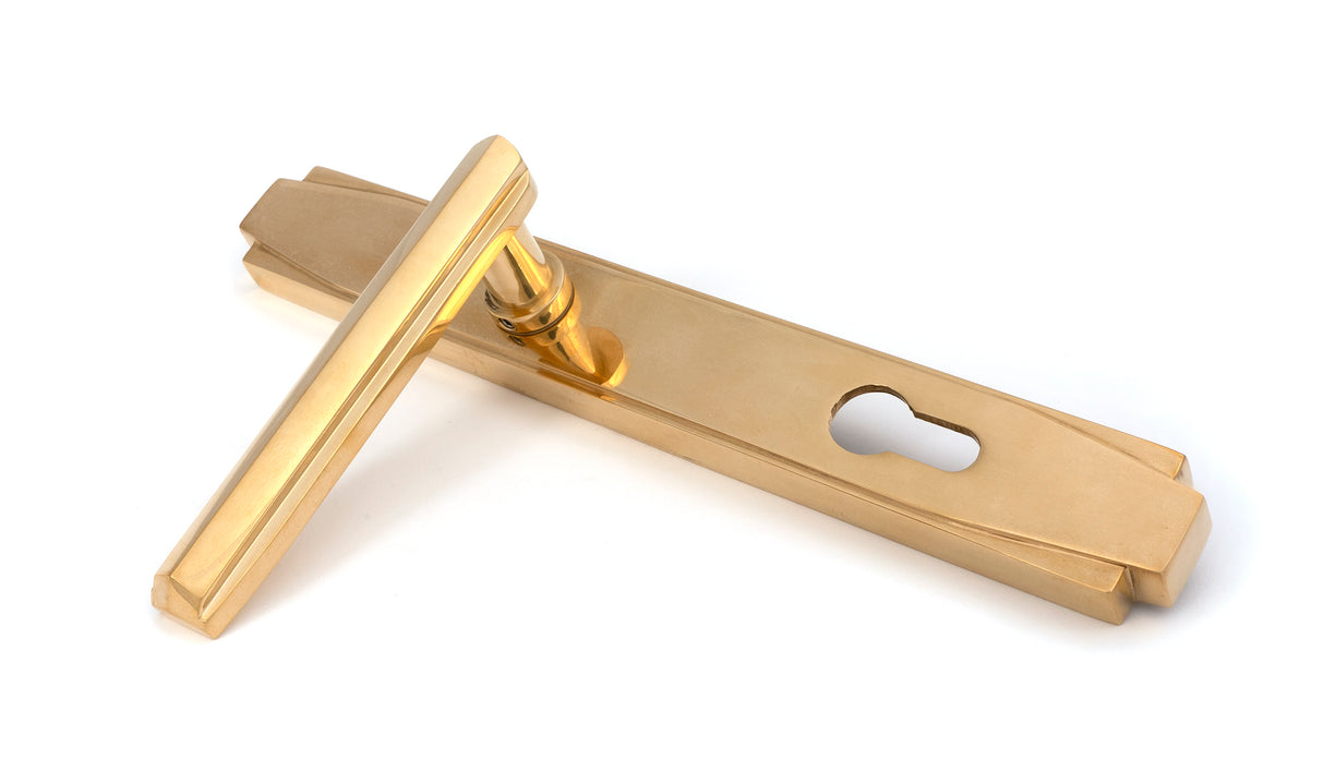 From The Anvil - Polished Brass Art Deco Slimline Lever Espag. Lock Set | Sku. 51185 | Trade Door Handles.