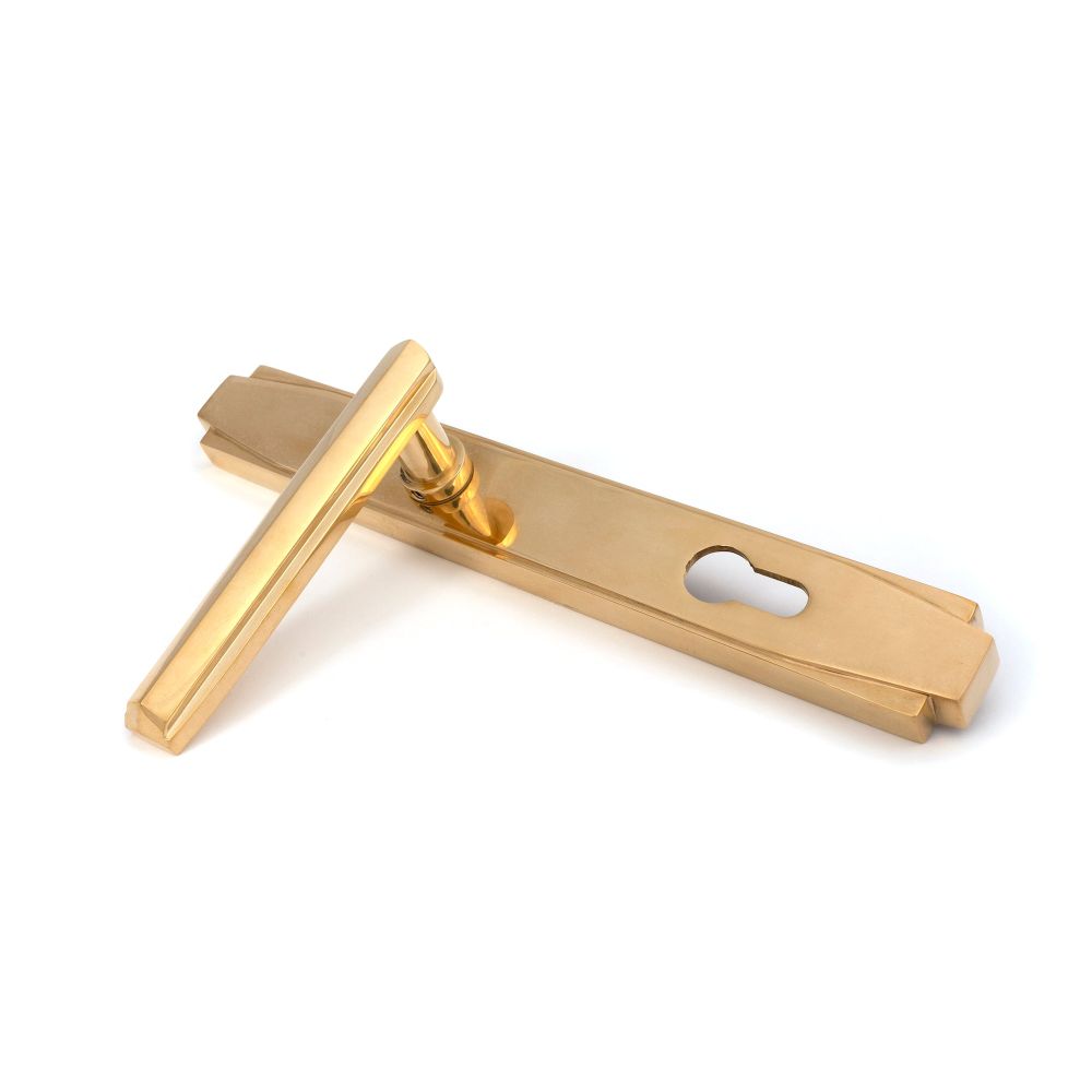 From The Anvil - Polished Brass Art Deco Slimline Lever Espag. Lock Set | Sku. 51185 | Trade Door Handles.